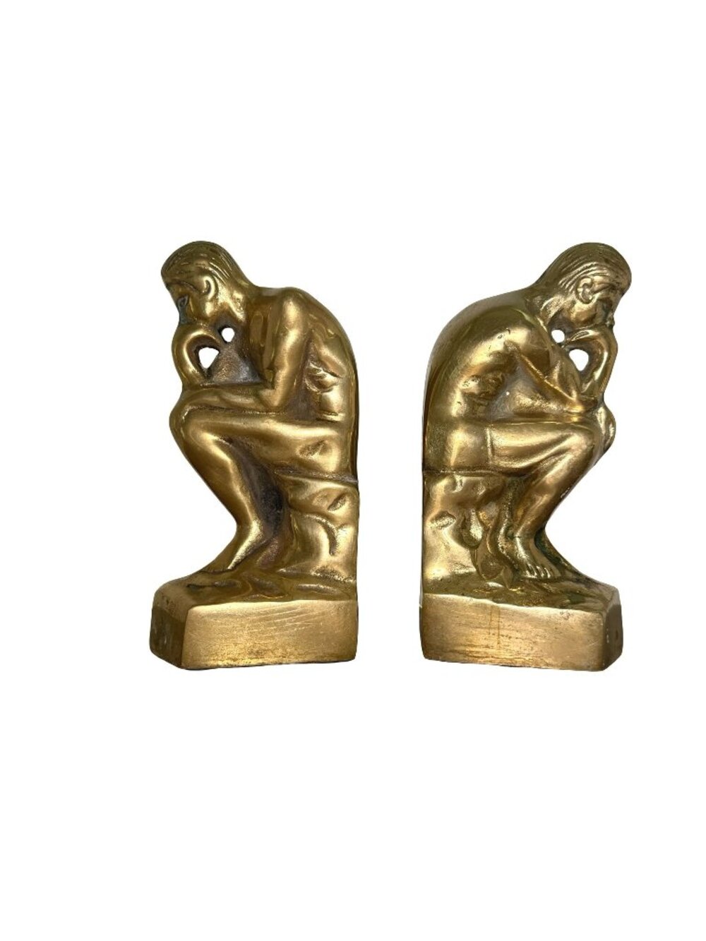 The Thinker Brass Bookend Pair Made In Korea Vintage Decorative Art